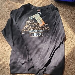 Harley-Davidson Womans Black Crewneck Long Sleeve T-shirt Sm